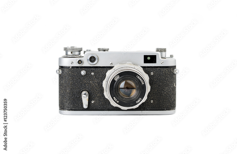 Vintage and retro camera isolated on white background