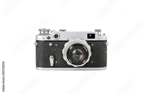 Vintage and retro camera isolated on white background