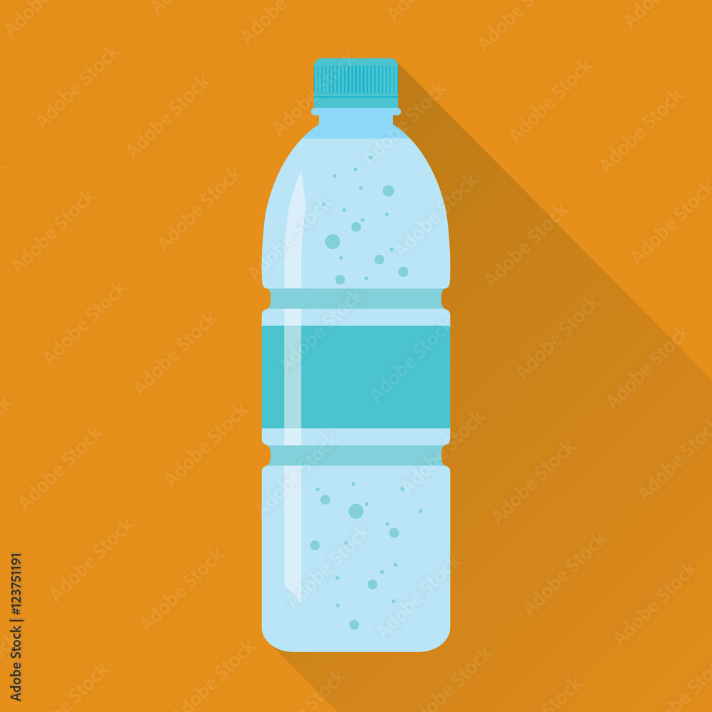 Plastic bottle of fresh sparkling water icon in flat style isolated on ...