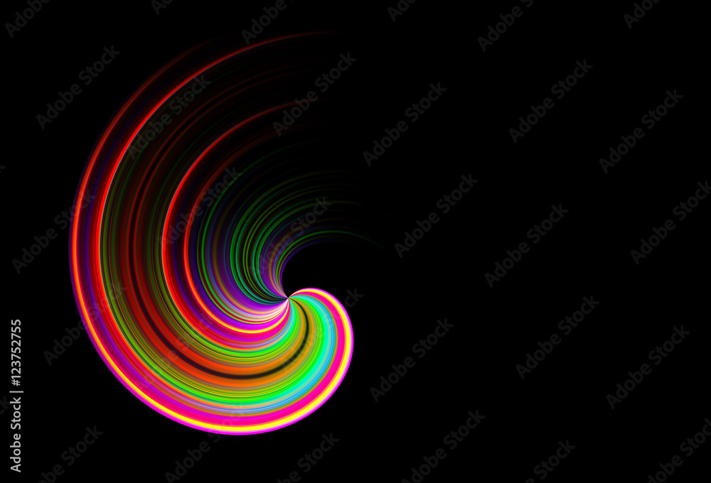 Illustrazione di una spirala colorata su sfondo nero Illustrazione di una spirala colorata su sfondo nero