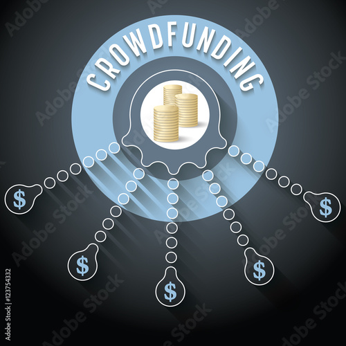 Vector circular object with theme of crowd funding