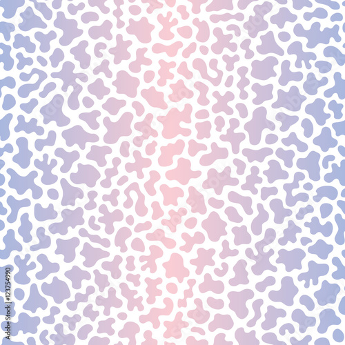 Vector seamless pattern, colorful spots & blots on white background. Abstract endless texture in trendy colors: rose quartz & serenity, soft pink & blue gradient. Editable element for your designs