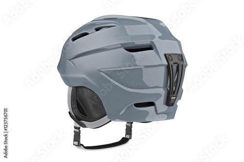 Snowboard helmet gray sportswear equipment. 3D graphic