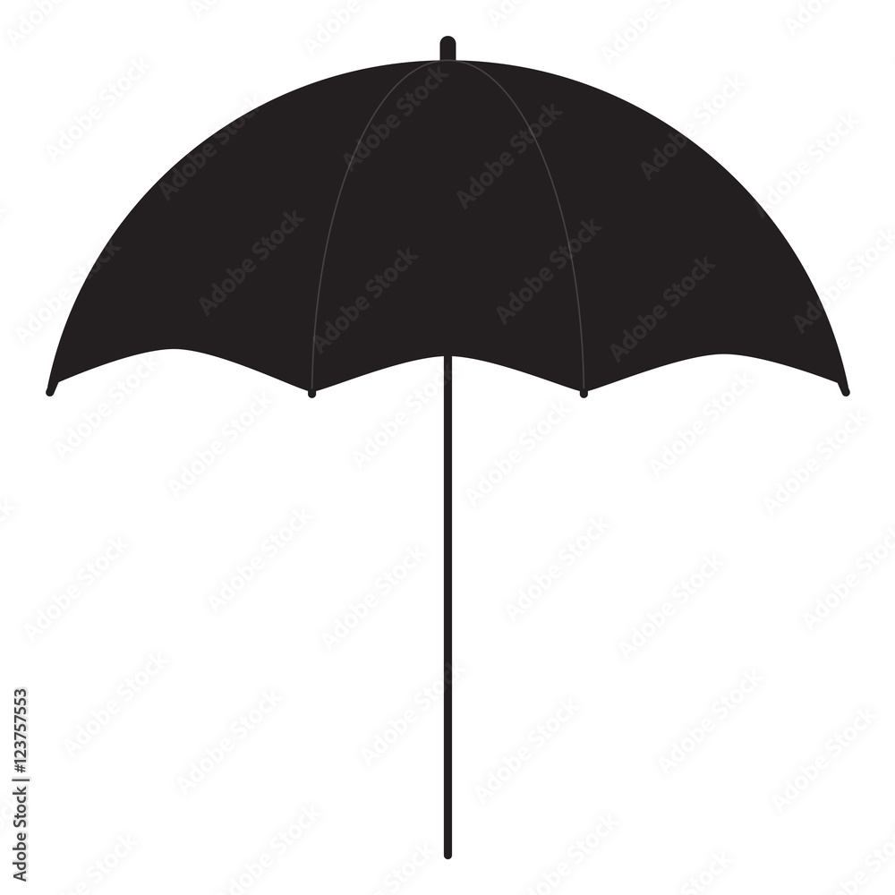 Black umbrella for photography equipment flat vector image isolated on white.