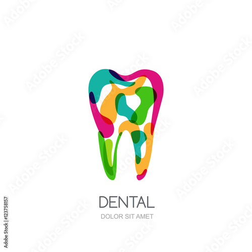 Creative vector logo concept for dental clinic, dentist and medicine. Colorful abstract tooth isolated icon, symbol, emblem