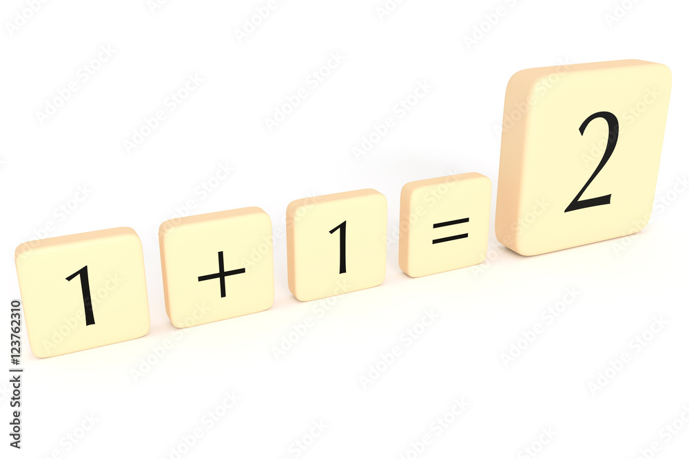 Partnership: Letter Tiles 1+1=2, 3d illustration Partnership: Letter Tiles 1+1=2, 3d illustration