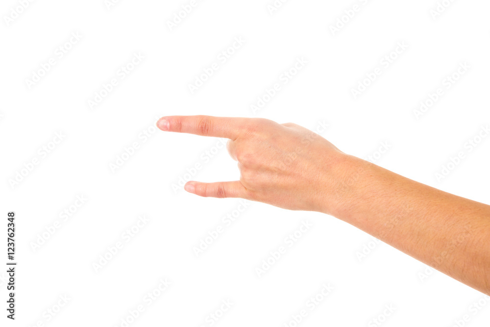 Woman's hand showing rock sign Woman's hand showing rock sign