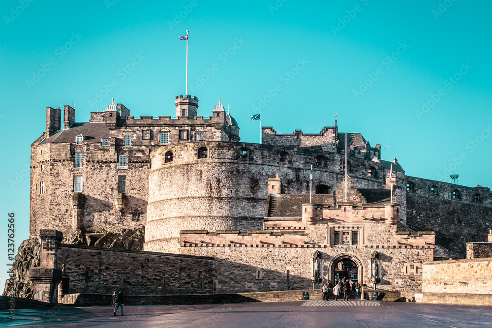 Frontal view of Edinburgh Castle in Scotland