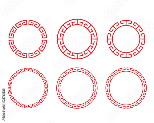 Classic Chinese red circle window and photo frame