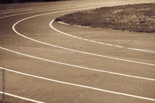 running track in stadium.