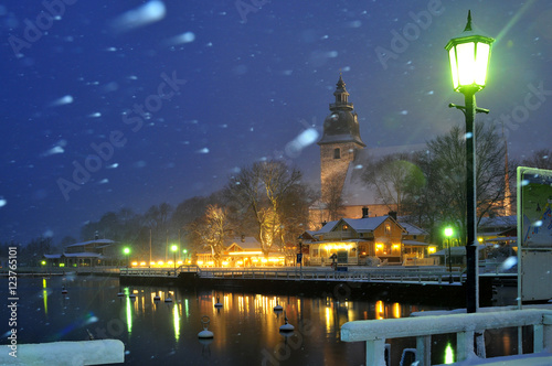 Winter night city photo