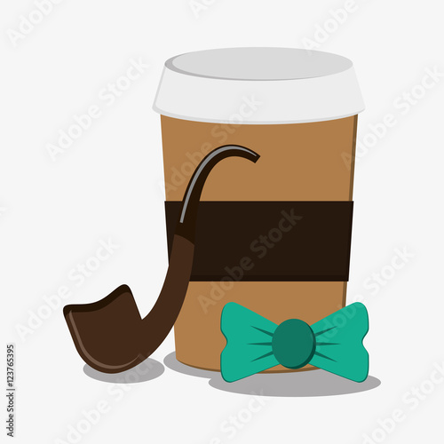 Coffee pipe and bowtie icon. Hipster style vintage retro fashion and culture theme. Colorful design. Vector illustration