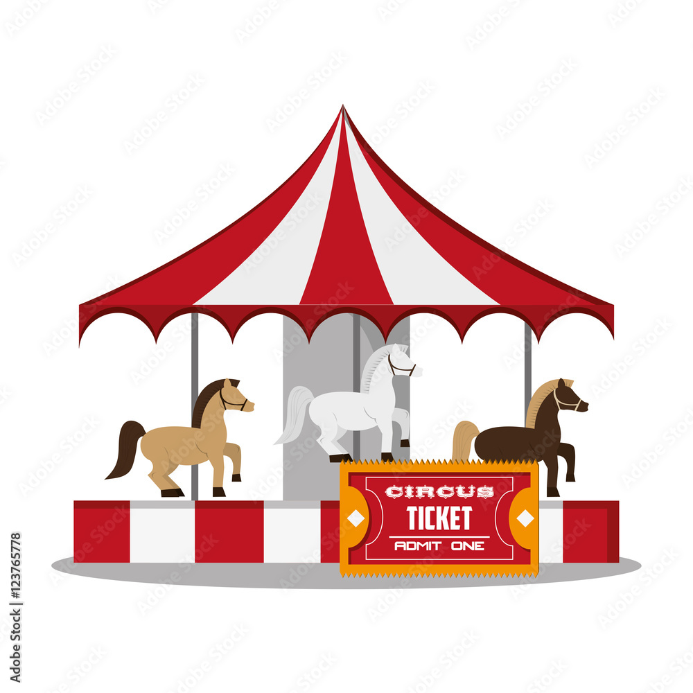 Naklejka premium Ikona karuzeli. Karnawałowy festiwal cyrkowy i temat uroczystości. Kolorowy wzór. Ilustracji wektorowych