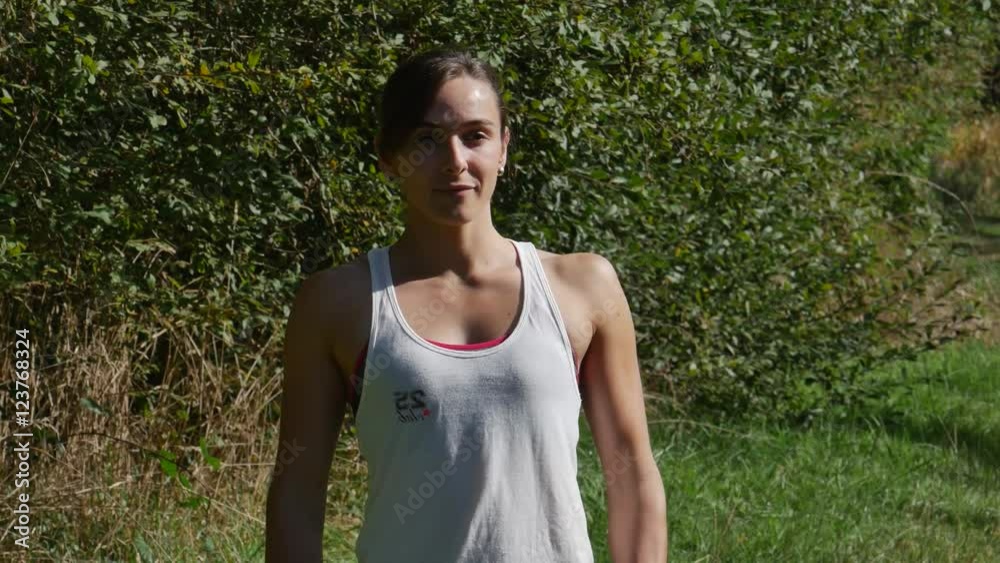 beautiful sporty woman exercising in countryside beautiful sporty woman exercising in countryside