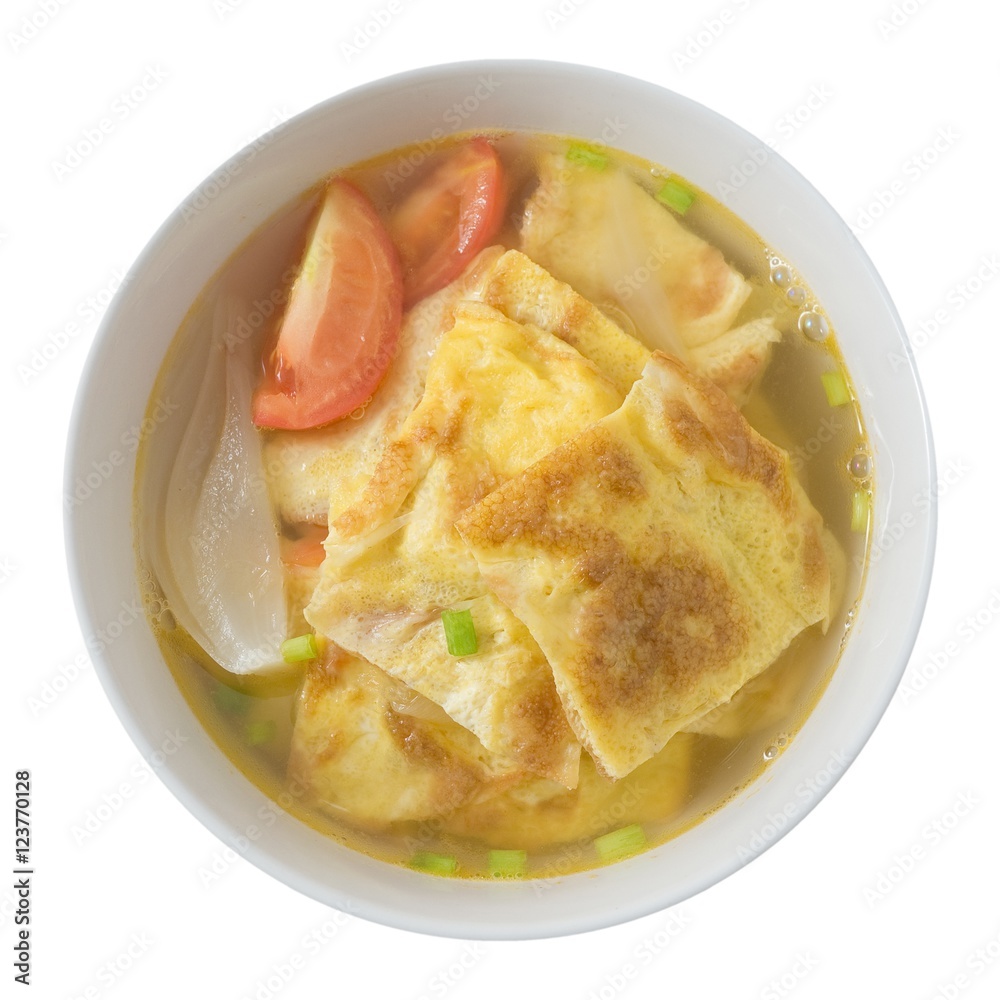 Thai Omelet Soup Isolated on White Background Thai Omelet Soup Isolated on White Background