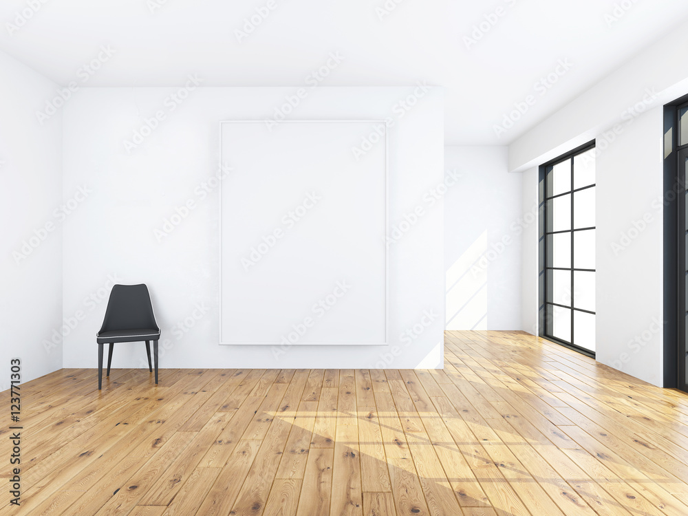 Fototapeta premium Chair with frame in the room 3d rendering