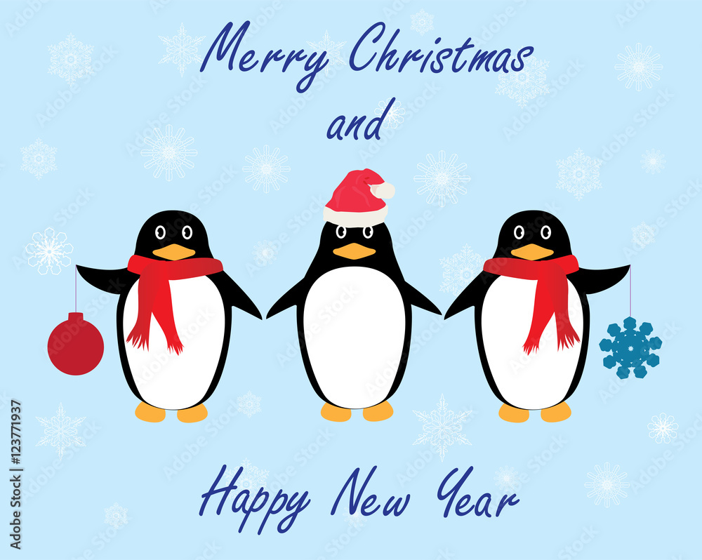Naklejka premium vector penguins winter