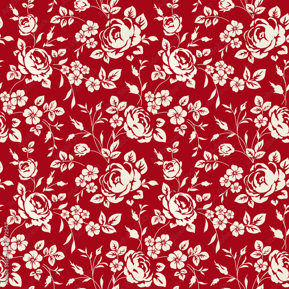 Red floral wallpaper outlet