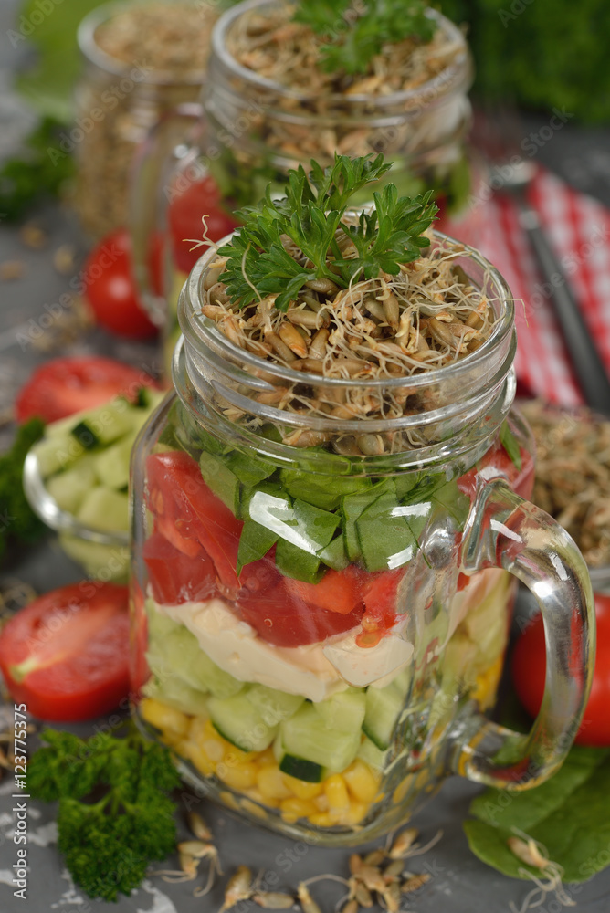Dietary salad with wheat sprouts Dietary salad with wheat sprouts