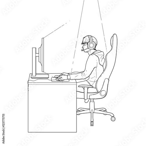 Guy playing the computer