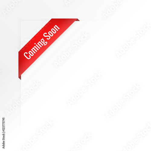 white background of coming soon ribbon