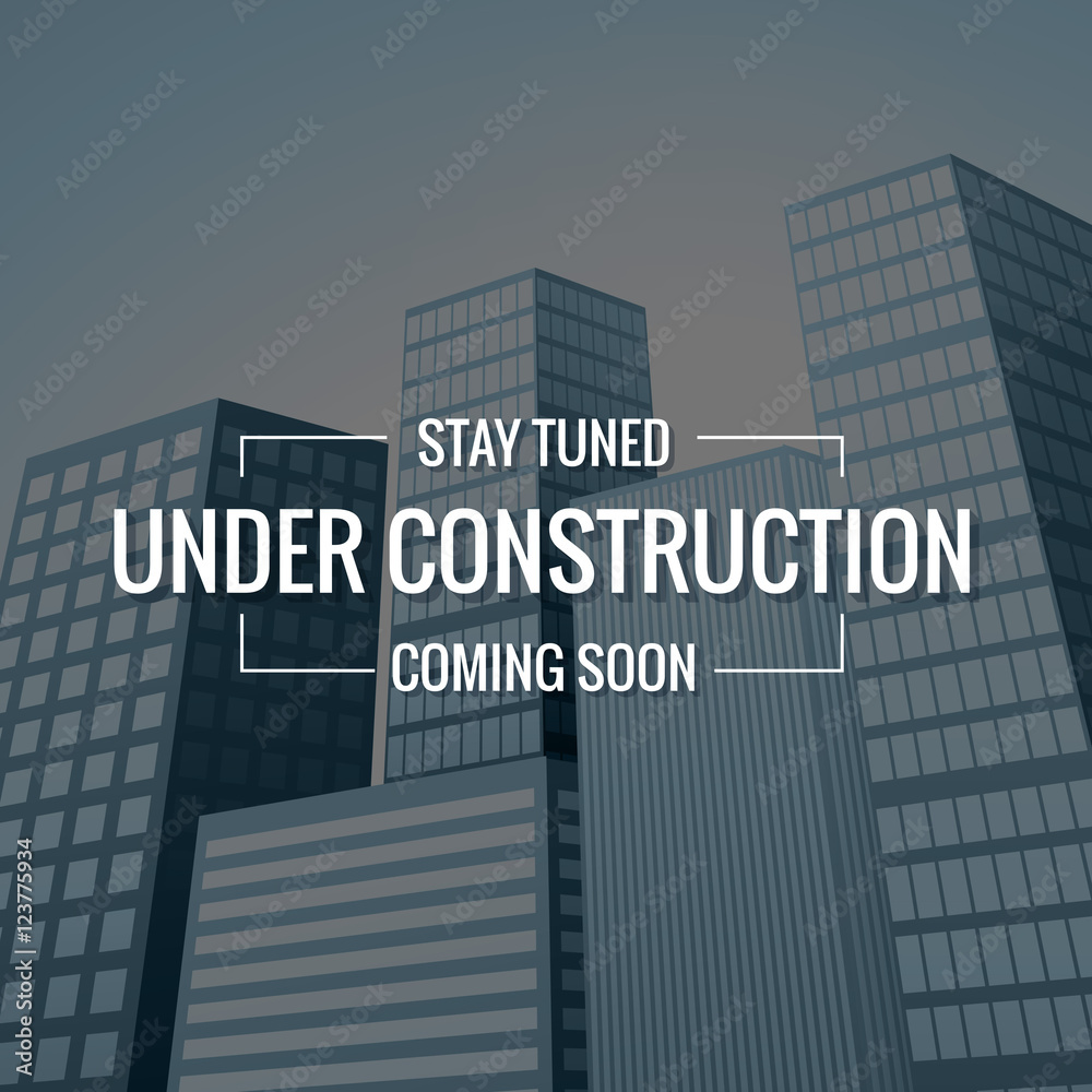 Obraz premium underconstruction text with buildings at background