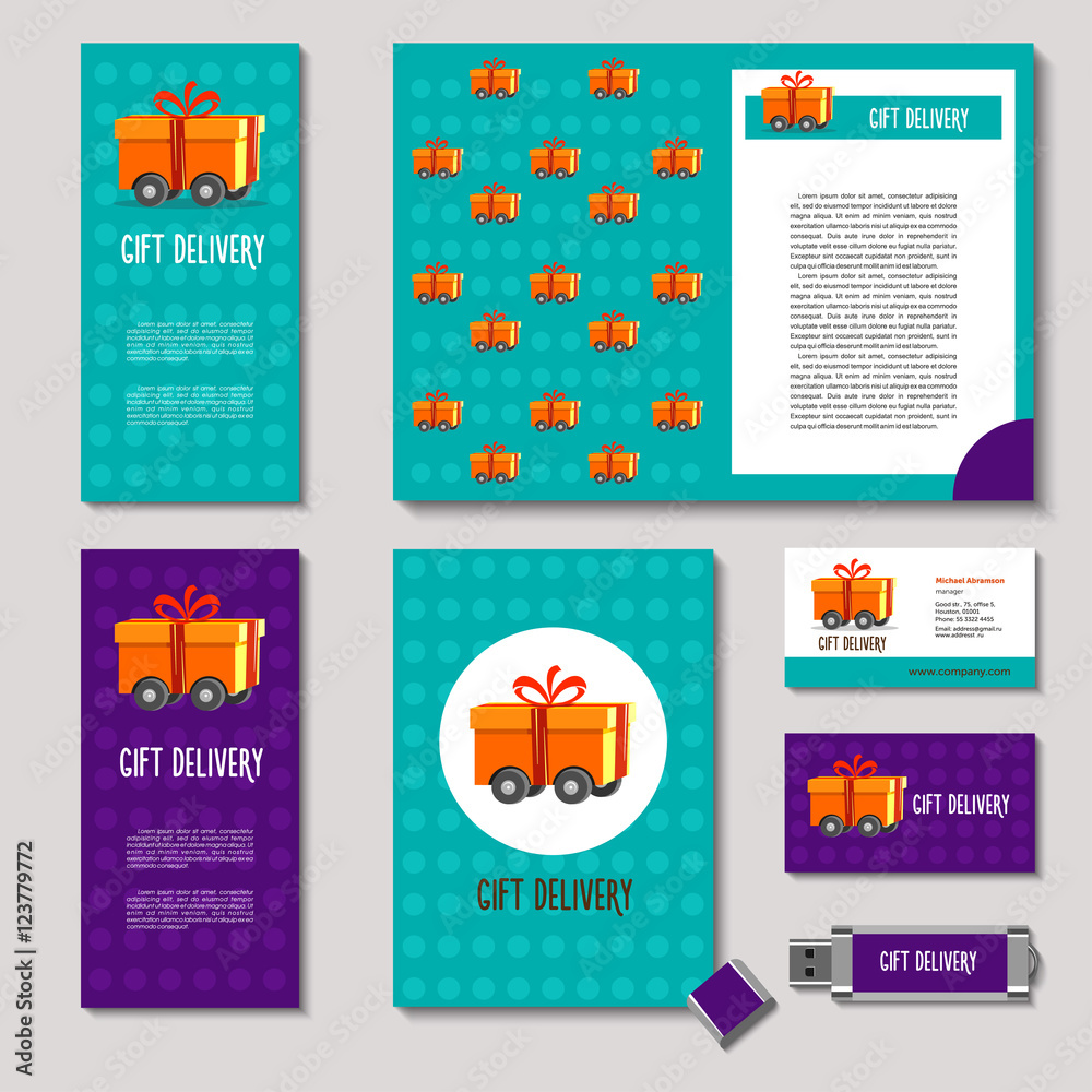 Fototapeta premium Shipping logo gift. Cooperativnaya identity, service delivery gifts. Vector illustration.