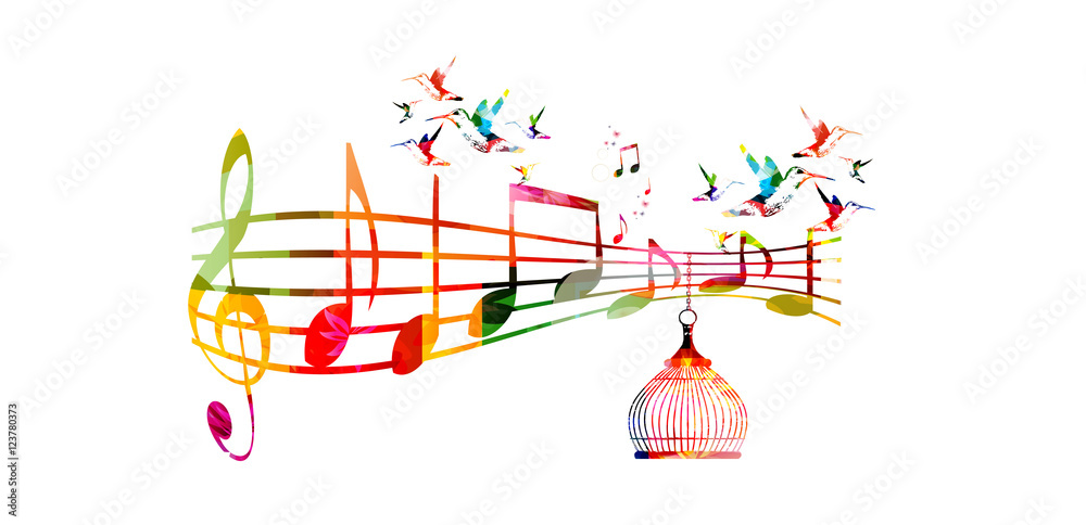 Creative music template vector illustration, colorful G-clef and music notes, music background. Musical design symbols for poster, brochure, banner, flyer, concert, music festival, music shop design