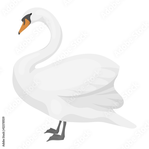 Fototapeta Naklejka Na Ścianę i Meble -  Swan icon in cartoon style isolated on white background. Bird symbol stock vector illustration.
