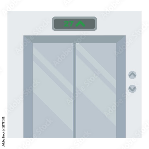 Elevator icon in cartoon style isolated on white background. Hotel symbol stock vector illustration.