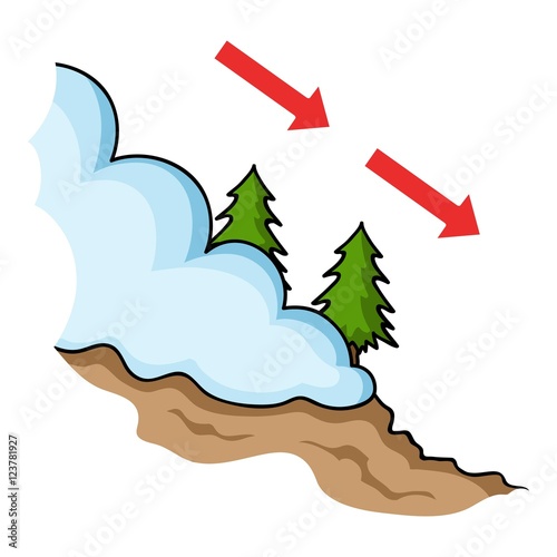 Avalanche icon in cartoon style isolated on white background. Ski resort symbol stock vector illustration.