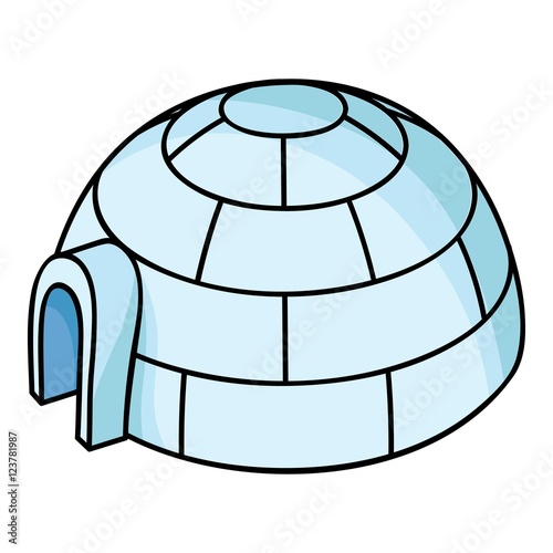 Igloo icon in cartoon style isolated on white background. Ski resort symbol stock vector illustration.