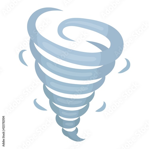 Tornado icon in cartoon style isolated on white background. Weather symbol stock vector illustration.
