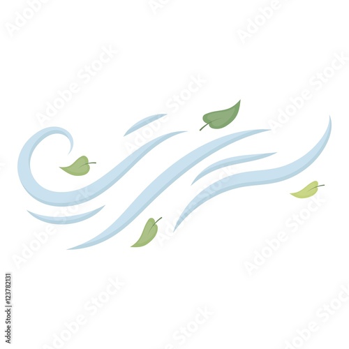 Windy weather icon in cartoon style isolated on white background. Weather symbol stock vector illustration.