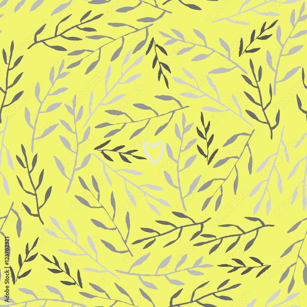 Cute hand drawn Leaves ornament. Monochrome Vector seamless pattern. Cute hand drawn Leaves ornament. Monochrome Vector seamless pattern.