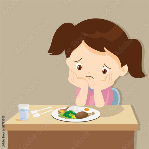 girl bored with food