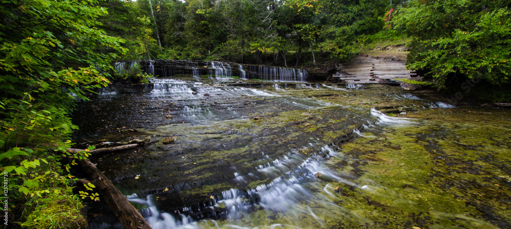 Fototapeta premium Au Train Falls. Beautiful Au Train Falls is located in Michigan's Upper Peninsula in the Hiawatha National Forest.