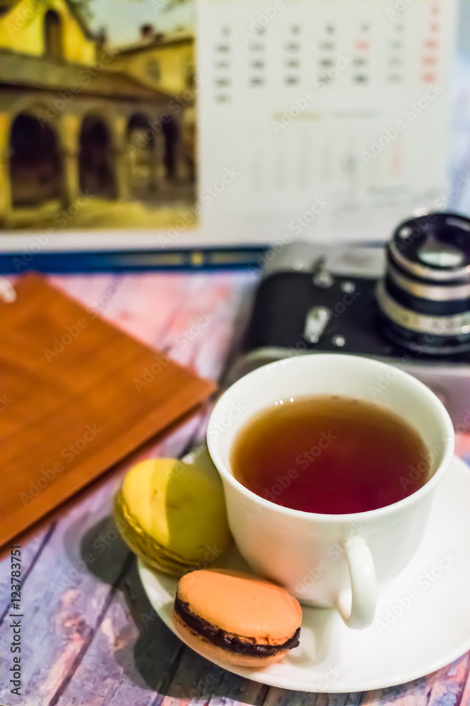 Still life with macaron cake Still life with macaron cake