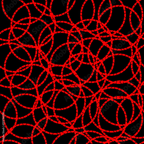 Red circle. Seamless pattern, hand painted illustration isolated on black background photo