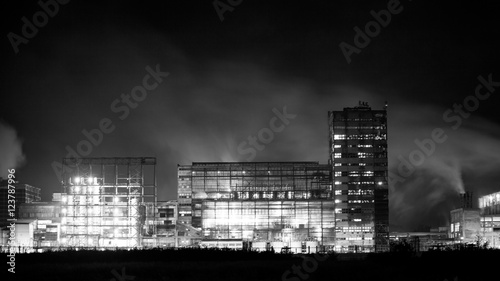 Petrochemical plant in night. Long exposure photography