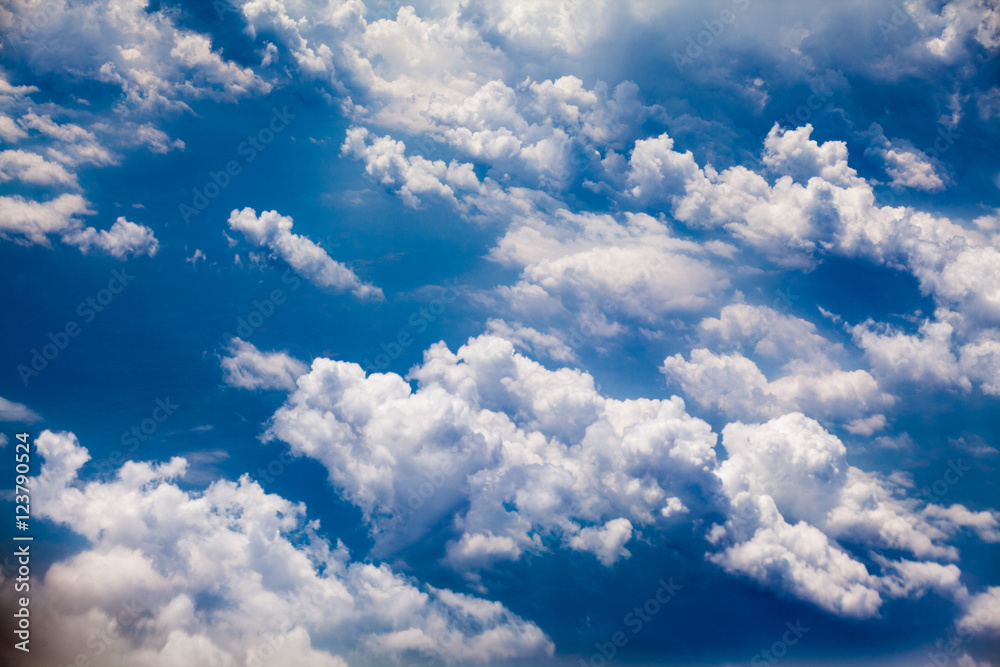 Naklejka premium Beautiful, dramatic clouds and sky viewed from the plane. High resolution and quality