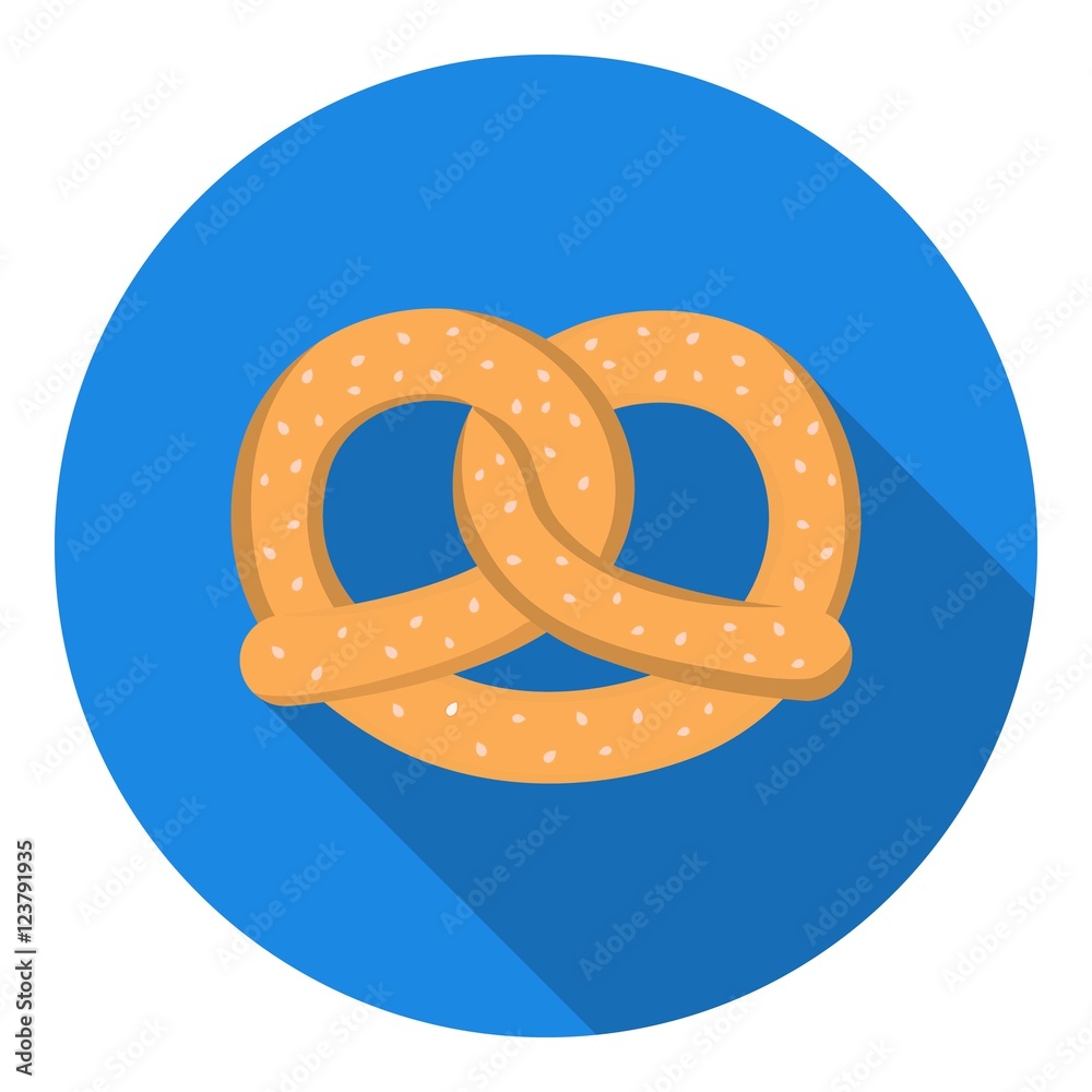 Pretzel icon in flat style isolated on white background. Oktoberfest ...