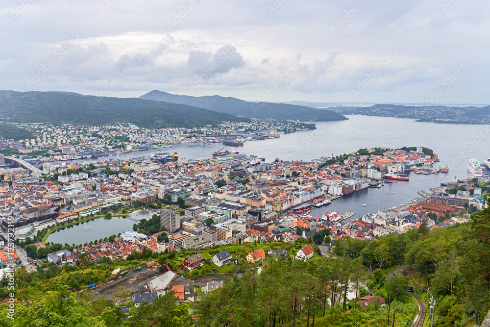 Bergen aerial view from Ulriken, Norway