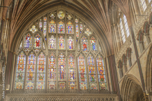 Stained glass window in Exeter Cathedral photo