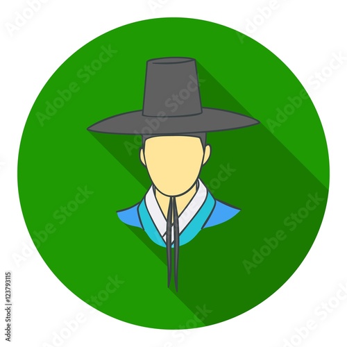 Traditional korean hat icon in flat style isolated on white background. South Korea symbol stock vector illustration.