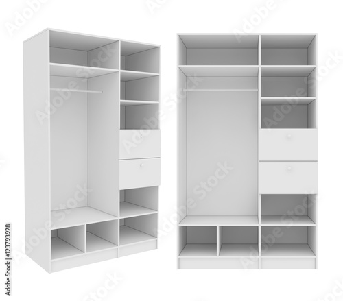 Fototapeta Naklejka Na Ścianę i Meble -  wardrobe Isolated on White Background, 3D rendering