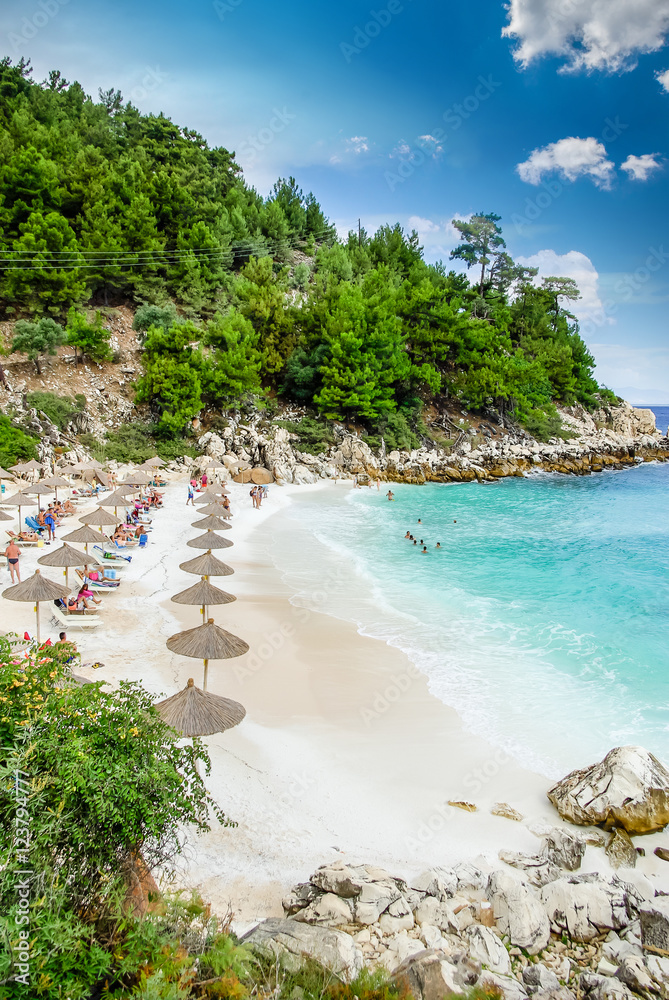 Wunschmotiv: Marble beach (Saliara beach), Thassos Islands, Greece. The most beautiful white beach i