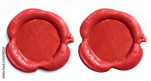 Red wax seal isolated set
