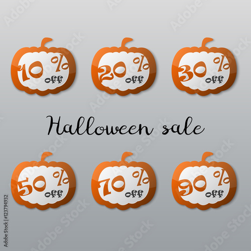 Halloween sale tags set. Halloween pumpkin