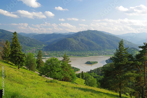 Landscape with river in the valley